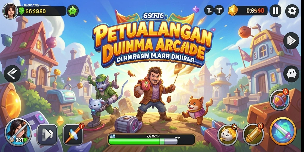 Tangkapan layar 6RT menampilkan karakter yang sedang beraksi dalam level penuh warna.