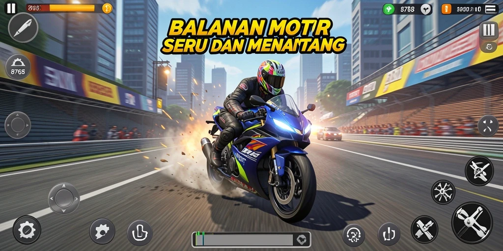 Screenshot gameplay seru dari balapan motor di 8768.