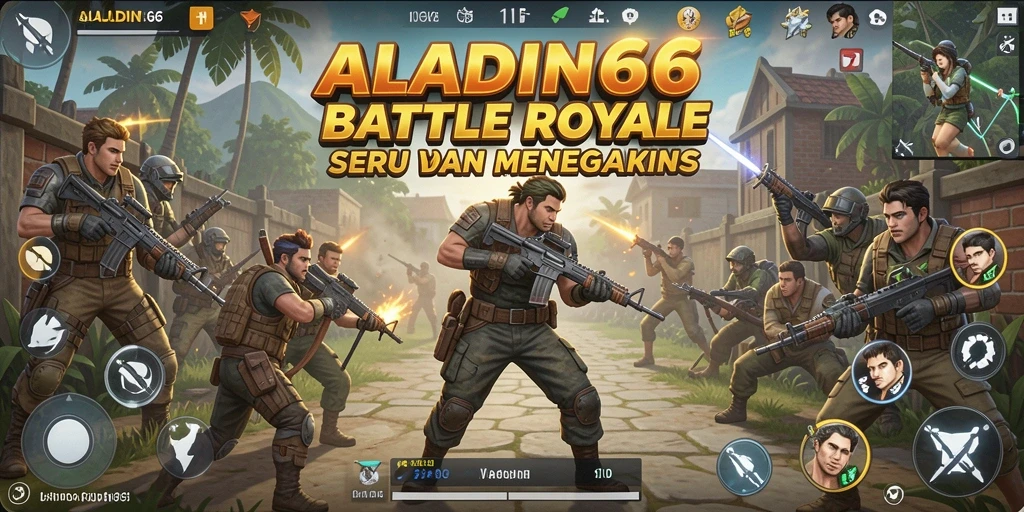 Screenshot gameplay seru dari ALADIN66 menampilkan aksi Battle Royale.
