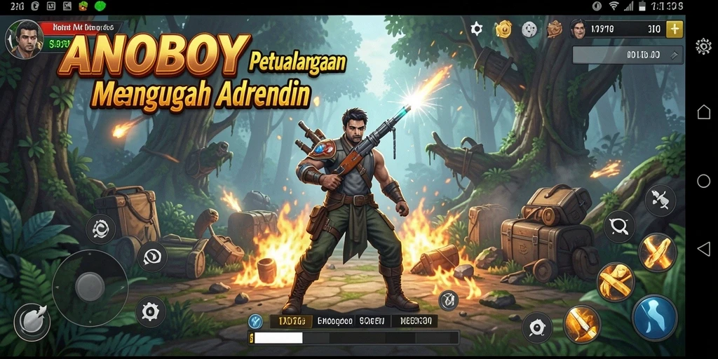 Tampilan gameplay ANOBOY yang menakjubkan saat menjelajahi dunia petualangan.