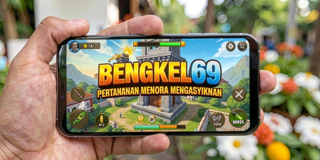 Gameplay seru BENGKEL69 dengan menara pertahanan strategi.