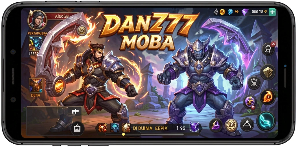 Tampilan aksi seru pertarungan di arena MOBA.