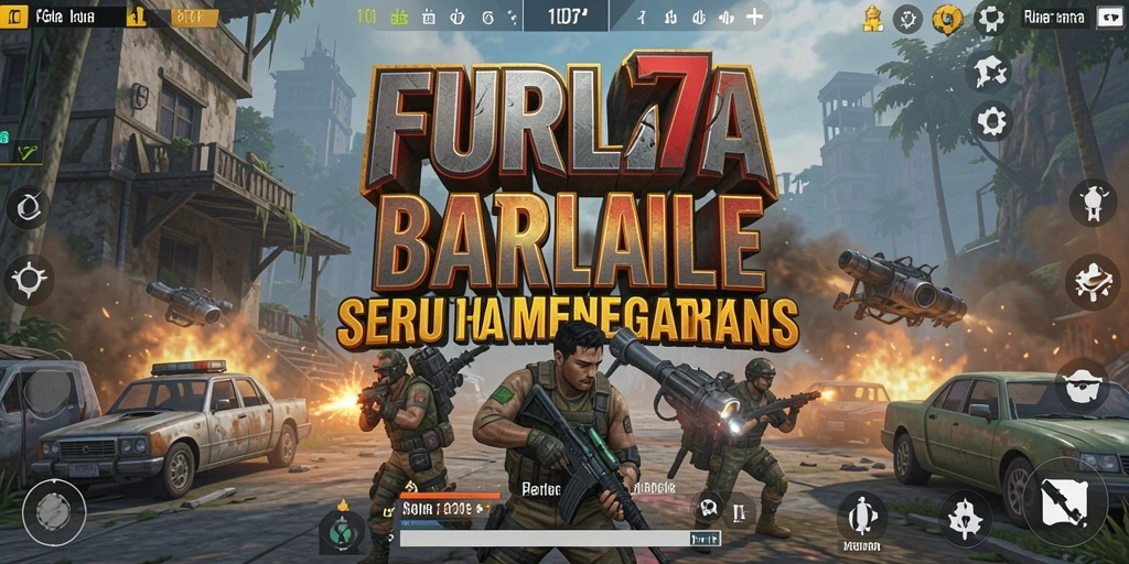 Screenshot gameplay FURLA77 menampilkan aksi pertempuran Battle Royale yang intens.