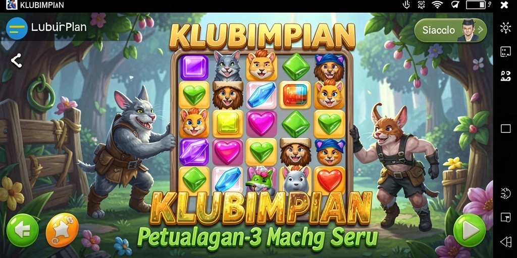 Tampilan gameplay seru dalam KLUBIMPIAN dengan tantangan Match-3.