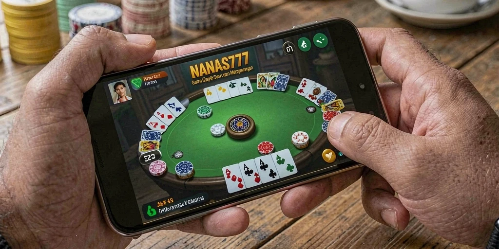 Tampilan gameplay seru dalam NANAS777 yang penuh strategi Gaple.
