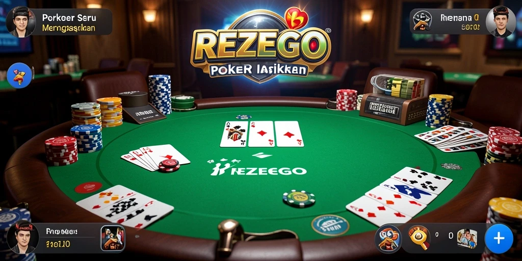 Gameplay seru dalam aplikasi poker REZEGO yang mengasyikkan.