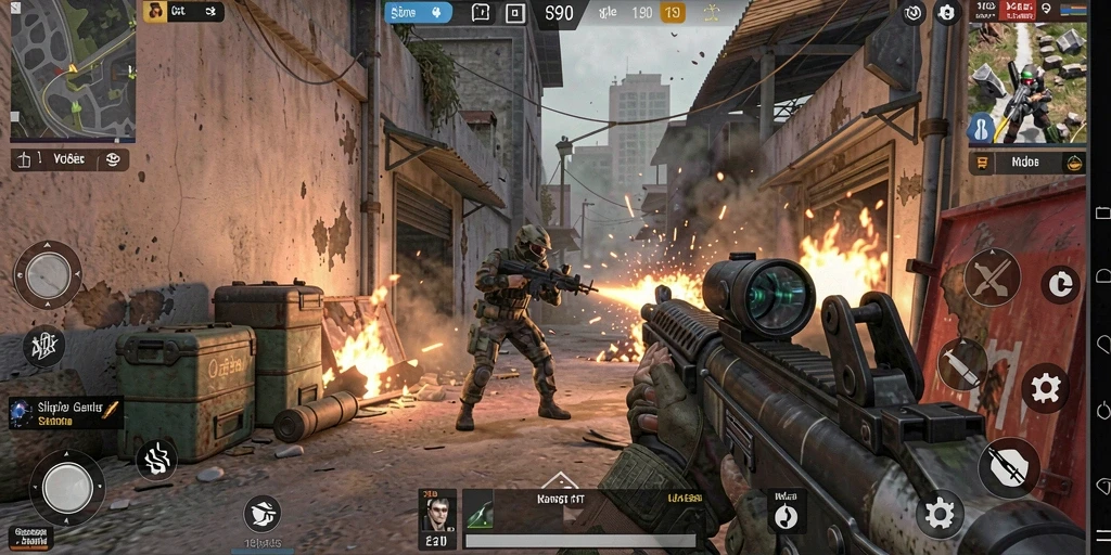 Screenshot gameplay S80 menampilkan aksi tembak-menembak yang menegangkan.