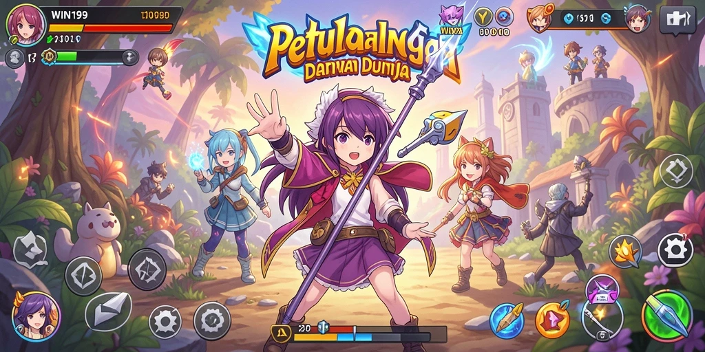 Tampilan gameplay menarik dari WIN199 dengan aksi karakter Anime.